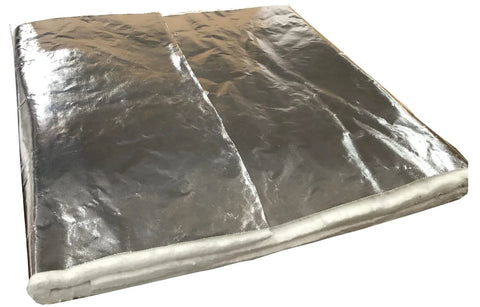 All Purpose High Temp Insulation Blanket With Aluminum Foil Facing For Kilns Stoves Furnaces And Ovens 2300 Degrees F Rating 8 Lb Density Half Inch By Twenty Four Inch By Sixty Inch Five Foot CeraTex 3180 shown from the top.