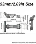 Diagram of Two Pack Flexible Rubber Draw Latch Set, 53mm Elastic T Bar Lock With Carbon Steel Bracket dimensions