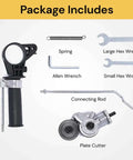 Package includes Electric Drill Plate Cutter Nibbler Attachment For Effortless DIY Friendly Cutting with wrenches, spring, rod.