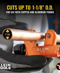 Go-To Mini Tubing Cutter For 1-1/8 Inch OD Aluminum And Copper Tubing With Spare Blade Compact Tool for tight spaces in use cutting copper tube