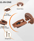 Heavy Duty Ball Bearing Drawer Slide Kit With Rock Solid Metal Backing For Smooth As Butter Cabinet Roll Upgrade Replacement Hardware Two Full Sets Ready For Easy Install Today includes brown plastic drawer stopper and screws.