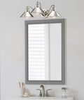 Bathroom scene with Welton 25.5 Inch Three Light Modern Farmhouse Vanity Light With Funnel Shades Gooseneck Industrial Wall Sconce For Bathroom