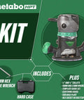 Router Kit With Fixed And Plunge Bases Variable Speed 11 Amp Motor Two And A Quarter Peak HP Precise Depth Control image with accessories