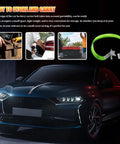 Rock Solid Heavy Duty Car Battery Carrier Strap Green Universal Hold Down Belt with Durable Synthetic Fiber Rope in a storage setting.