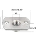 Badass M6 Tab Base Weld Nuts Heavy Duty Carbon Steel Inserts For Rock Solid Table Frames And Vintage Pipe Furniture Builds Silver Pack Of 10 with dimensions.