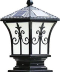 Extra Large Solar Post Cap Lights For Pillars, 9.43 Inch Diameter By 17.8 Inch Height, contemporary black finish