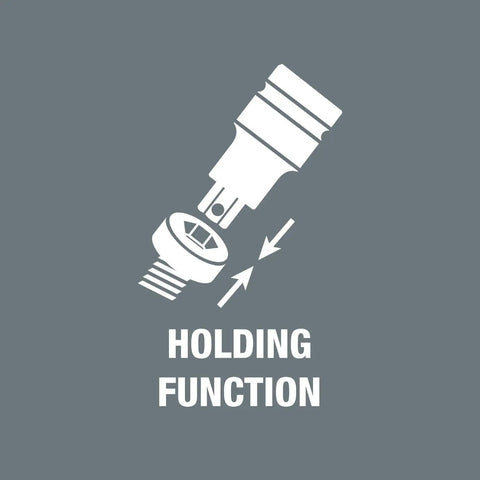 Holding function diagram for 8 Piece In Hex Plus Bit Socket Set on Durable Textile Belt with Three Eighths Inch Drive