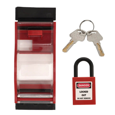 Lockout Kit For 2P Miniature Circuit Breakers With Transparent Protection Cover And Safety Padlock Including 2 Keys