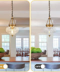 Straight Up Vintage Vibes Handblown Textured Glass Pendant Light With Brushed Antique Brass Finish for Kitchen Island on and off