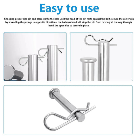 Easy to use guide for 60 Piece Cotter Pin Kit With 5 Size Assortment, Heavy Duty R Clips And Hairpin Pins, Stainless Steel Fasteners.