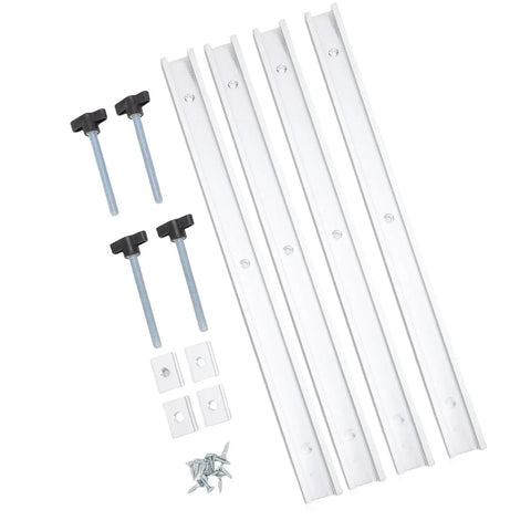 Heavy Duty T Track And Slider Kit For Woodworking Tables Aluminum Alloy Miter Track Jig components displayed