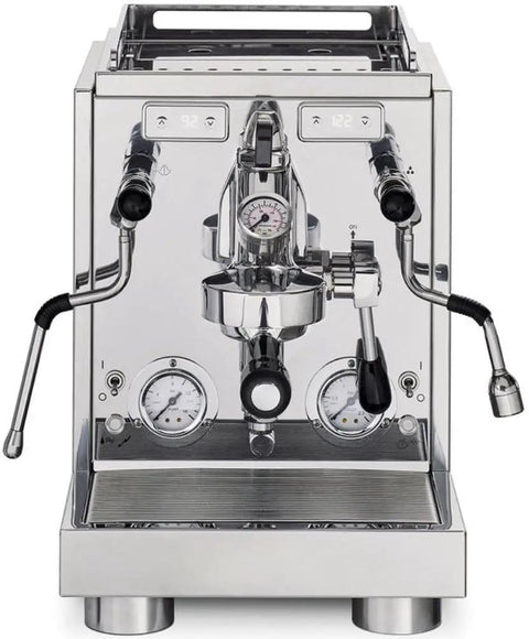 Front view of Semi Professional Espresso Machine With Electronic Automatic Water Level Direct Water Supply Anti Vacuum Valve Hot Water Function Removable Water Tank Coffee And Steam Temperature PID Brewing Pressure Profiling Control For True Home Barista Vibe