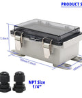 Clear Outdoor Waterproof Electrical Box IP67 ABS Plastic Small Project Enclosure With Hinged Transparent Cover 5.9x3.9x2.8 Inches 150x100x70 mm