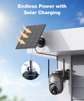 Wireless Outdoor Security Camera System 4 Camera Kit with Local Storage solar powered mounted on corner for 360 degree PTZ view