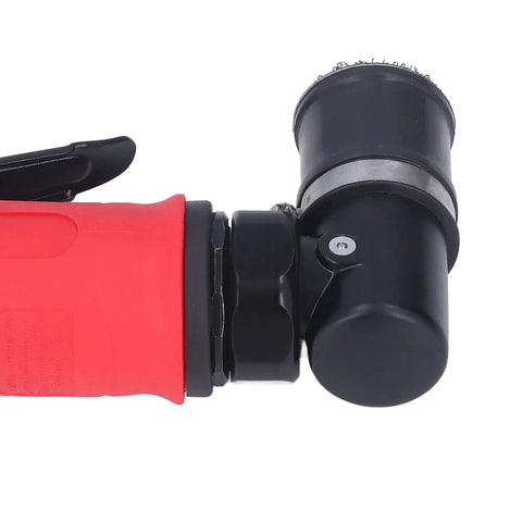 15000 RPM Air Die Grinder With Built In Muffler And Red Protective Sheath, showing red grip and black head for rust removal.