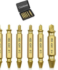 Six Piece Screw Extractor Kit For Damaged And Stripped Screws Removal, Titanium Coated HSS 4341 High Speed Steel, 63 65 Rc Hardness
