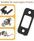 2 Piece Deadbolt Strike Plate Set With Large Hole, Round Corner 1 Inch By 2 And A Quarter Inch Stainless Steel Door Back Plate In Black