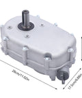 Half Speed Reduction Gearbox With Built In Clutch For GX270 Engine, 13HP Power Reducer, dimensions visible, aluminum and iron body
