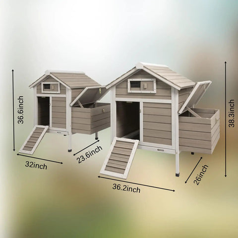 32 Inch Wooden Chicken Coop Outdoor For 1 To 3 Chickens With Pull Out Tray And Ramp Run Backyard Hen House Nesting Box