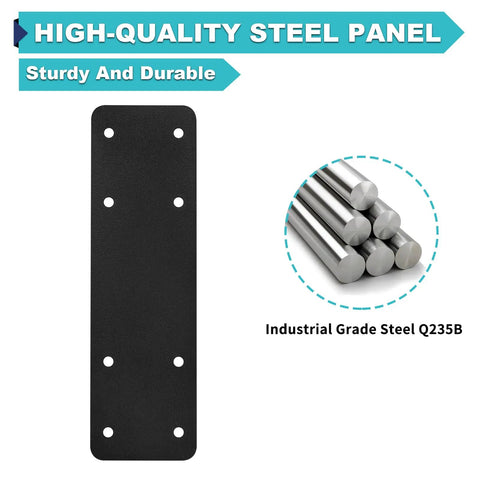 Built Like A Tank Heavy Duty I Shape Post To Beam Connectors Four Pack 10 By 3 Inch Mending Plates for Solid Wood Framing with black finish.