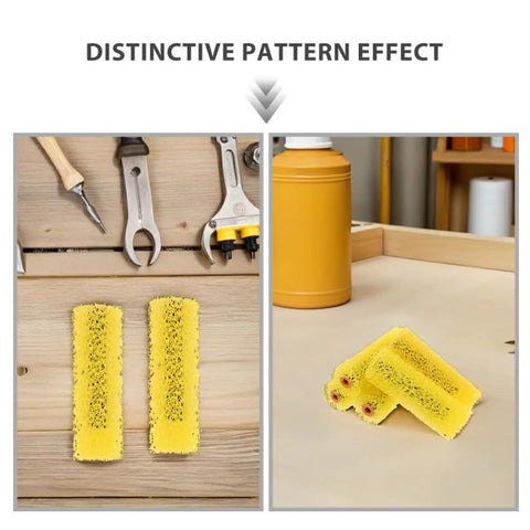 High Grade Yellow Sponge Paint Rollers Deliver Top Notch Exterior Wall Coverage For Big Home Upgrades with distinct patterns.