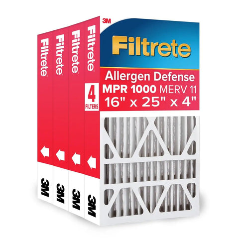 4 Pack Pleated Air Filter 15.88 X 24.56 X 4.31 In MERV 11 MPR 1000 Micro Allergen Defense Fits Lennox And Honeywell
