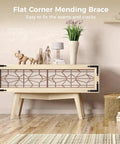 Living room with sideboard reinforced by 8 Pcs Flat Corner Braces For 5 Inch L Shape Right Angle Brackets With 32 Screws For Wooden Frames Beds Tables Cabinets Chairs Windows Home DIY Furniture Repair And Frame Joining Support
