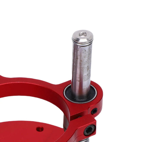 Router Lift Base With Adjustable Insert Plate And Two Jaw Clamps, 70mm Stroke For 64-66mm Trimming Routers, red aluminum clamp close-up