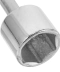 Close-up of Heavy Duty Y Shape Three Prong Socket Wrench For Pool Table Rail Fix and Felt Cloth Swap with shiny silver finish.