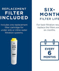 Replacement filter for Icemaker Inline Water Filter System for Refrigerators Without Built In Filtration, six-month lifespan.