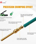 Jrready ST6580 100 Pair DB9 Crimp Terminals Gold Plated with crimper instructions for proper use and insulation guidance.