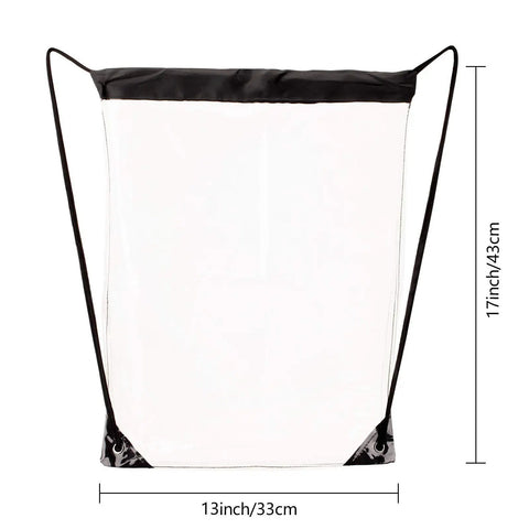 Clear Drawstring Bags Two Pack, Waterproof Stadium Security Approved Small Clear Bags for Sports Events, 17x13 Inch PVC
