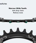 130 BCD Chainring 40T To 58T Narrow Wide Tooth Aluminum Lightweight For 1x Drivetrain On 7 To 12 Speed Road And Folding Bikes With Anti Drop Design And Safer Rides, narrow wide tooth detail