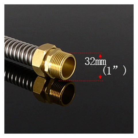 Premium 304 Stainless Steel Flexible Bellows With Heavy Duty Copper Joint For Fan Coil Units Slick No Leak Water Inlet Connector 32mm brass fitting