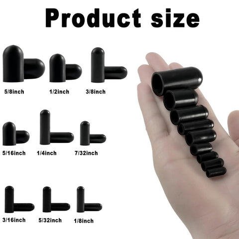 Rubber vacuum caps set, 108-piece, hand-held, 9 sizes (1/8–5/8 in)