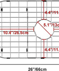 Dimensions of Stainless Steel Sink Grid Protector For Kitchen Sink 26 Inch By 14 Inch Center Drain Hole 5.1 Inch Durable Bottom Rack