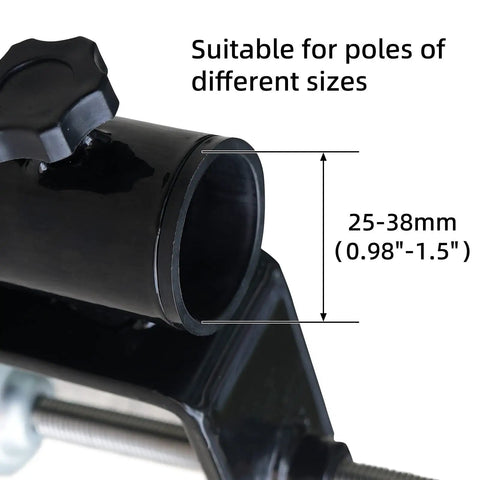 Heavy Duty Patio Umbrella Clamp Clip Steel Stand Holder Mount For Fence Posts Railings Bleachers And Tailgates Fits 1 To 1.5 Inch Poles