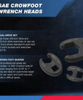 Crowfoot Wrench Set 1/2 Inch and 3/8 Inch Drive, 12-Piece SAE Flare Nut Wrenches displayed with descriptions