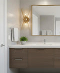 Brass Vanity Light Mid Century Starburst Wall Sconce With Two Light Modern Wall Mounted Bath Fixture beside bathroom mirror