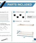 Parts included in Two Pack Heavy Duty Steel Wall Garage Shelving Set 36 In By 18 In Adjustable Shelves With Hanging Rod