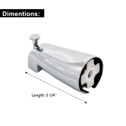 Slip Fit Tub Spout With Pull Up Diverter For Half Inch Copper Tube Chrome Finish Durable Metal Construction Unrestricted Flow