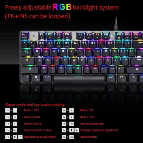 Heavy Duty Mechanical Gaming Keyboard And Mouse Combo Featuring Hella Snappy Blue Switches And Solid Double Shot Keys With Clean RGB Led Backlights For Gamer Rig with adjustable RGB backlight system