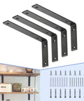 Beefy Heavy Duty 12 Inch Shelf Brackets Five Inch Wide One Quarter Inch Thick Cold Rolled Steel Rustic Industrial Farmhouse Style Pack Of Four Max Load 440 Lb Ideal For Open Shelving Tables Benches And DIY Projects
