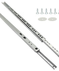 12 Inch Narrow Drawer Slides Two Way Ball Bearing Slim Metal Drawer Rails with screws and washers visible