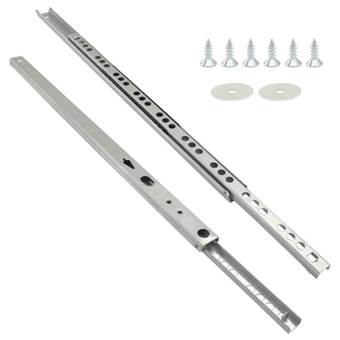 12 Inch Narrow Drawer Slides Two Way Ball Bearing Slim Metal Drawer Rails with screws and washers visible
