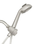 Magnetic Adjustable Height Handheld Shower Head With Dual Dock 5 Foot Metal Hose PowerPulse Massage Brushed Nickel Finish