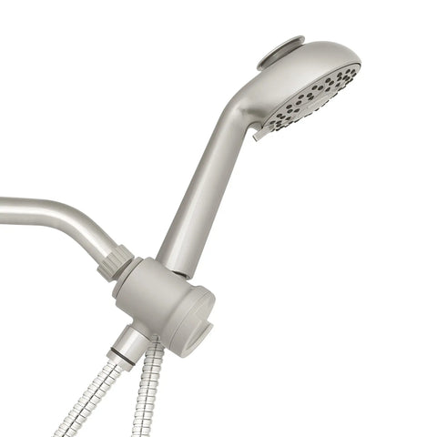 Magnetic Adjustable Height Handheld Shower Head With Dual Dock 5 Foot Metal Hose PowerPulse Massage Brushed Nickel Finish