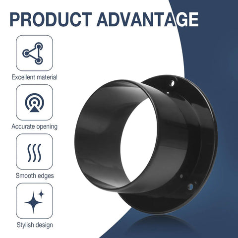 4 Inch ABS Plastic Duct Connector Flange For Dust Collection And Dryer Venting, durable black ABS with smooth edges