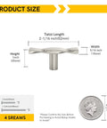 Image showing dimensions of 10 Pack Brushed Nickel Cabinet Knobs And Drawer Pulls Set In Solid Zinc Alloy, 52mm long, 25mm high.