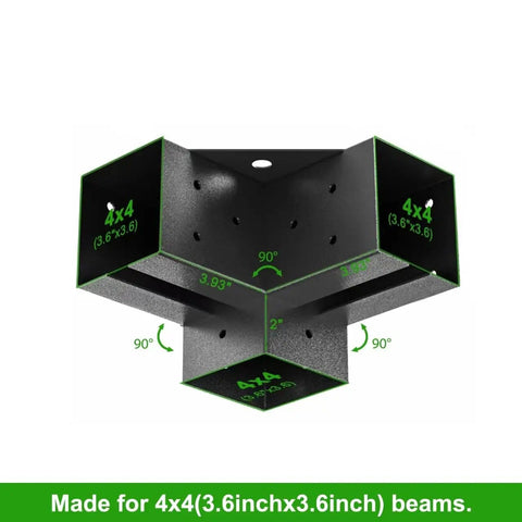 Beefy Heavy Duty Pergola Bracket Kit For 4x4 Posts, Weatherproof Q235 Steel With Anti Corrosion Finish, Fits 3.6x3.6 Inch Inner
